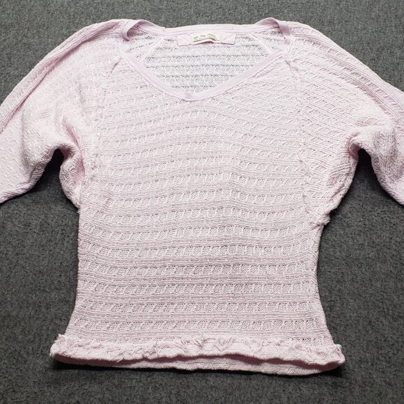 Free People We The Free Thein’s Hacci Top Pink Off Shoulder Long Sleeve Sz Small - Picture 2 of 8